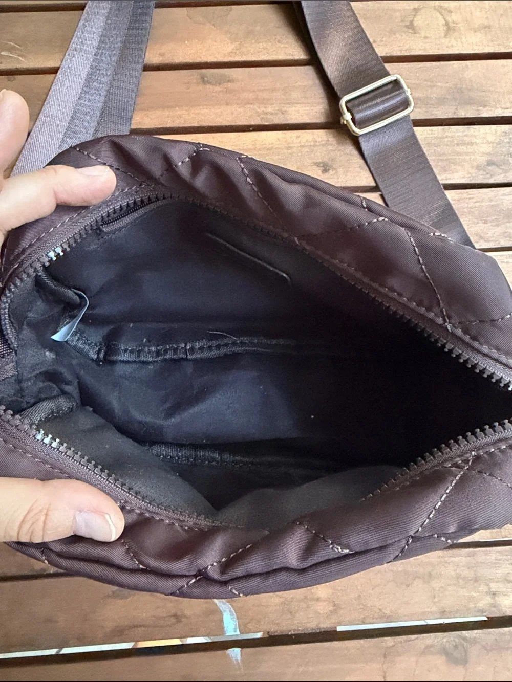 Bear Paw Quilted brown crossbody bag